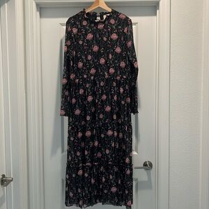 H&M long sleeve black floral maxi dress